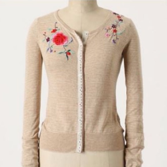 Anthropologie Sweaters - Anthro Sparrow Rainbow Trellis Embroidery Cardigan
